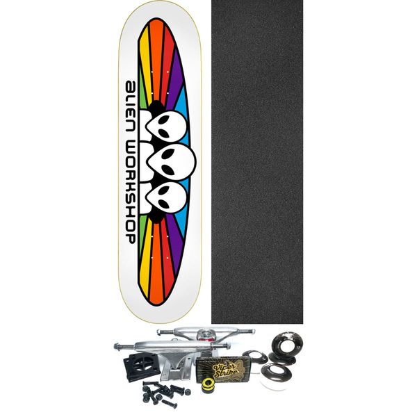 Alien Workshop Skateboards Spectrum White Skateboard Deck - 7.75" x 31.25" - Complete Skateboard Bundle